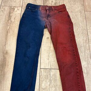 Levi's Jeans 511 Mens‎ 29x31 Ombre Blue/Red Airbrushed Unique Casual Street